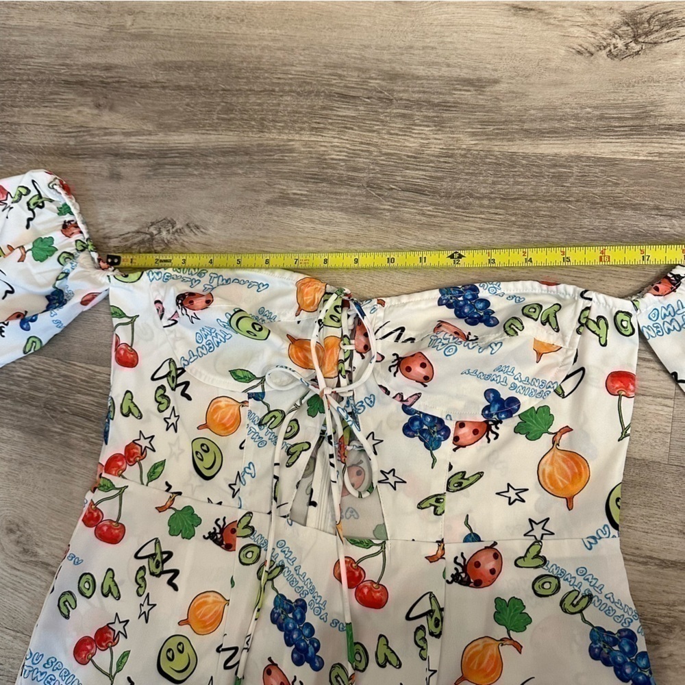 Fruits Summer Lace Up Bardot Frill Sleeve Mini Dress size 8 - Picture 4 of 9